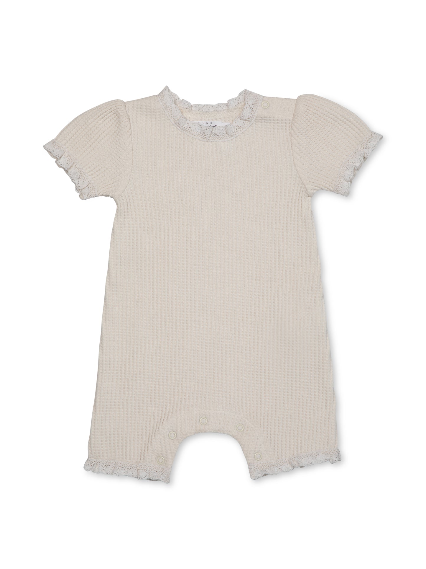 Waffle Knit Romper with Bonnet | White | Rise Little Earthlings