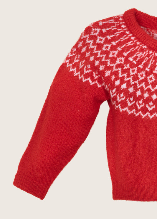 Fairisle Sweater | Red | Rise Little Earthlings