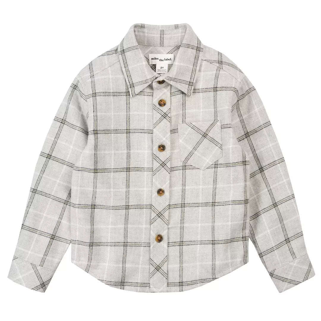 Long Sleeve Plaid Shirt | Grey | Miles the Label