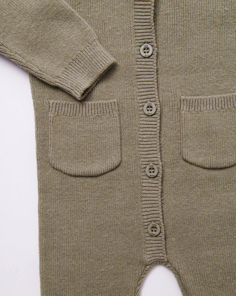 Chunky Long Sleeve Ribbed Jumpsuit | Olive | 7AM