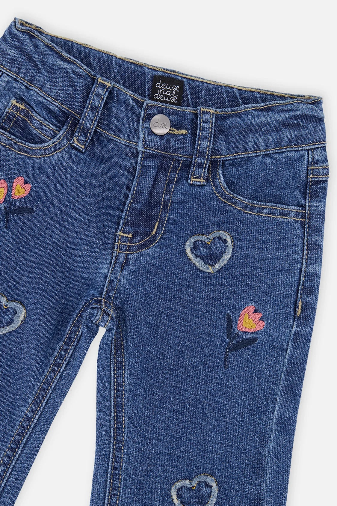 Embroidered Boot Leg Jeans | Navy Blue | Deux Par Deux