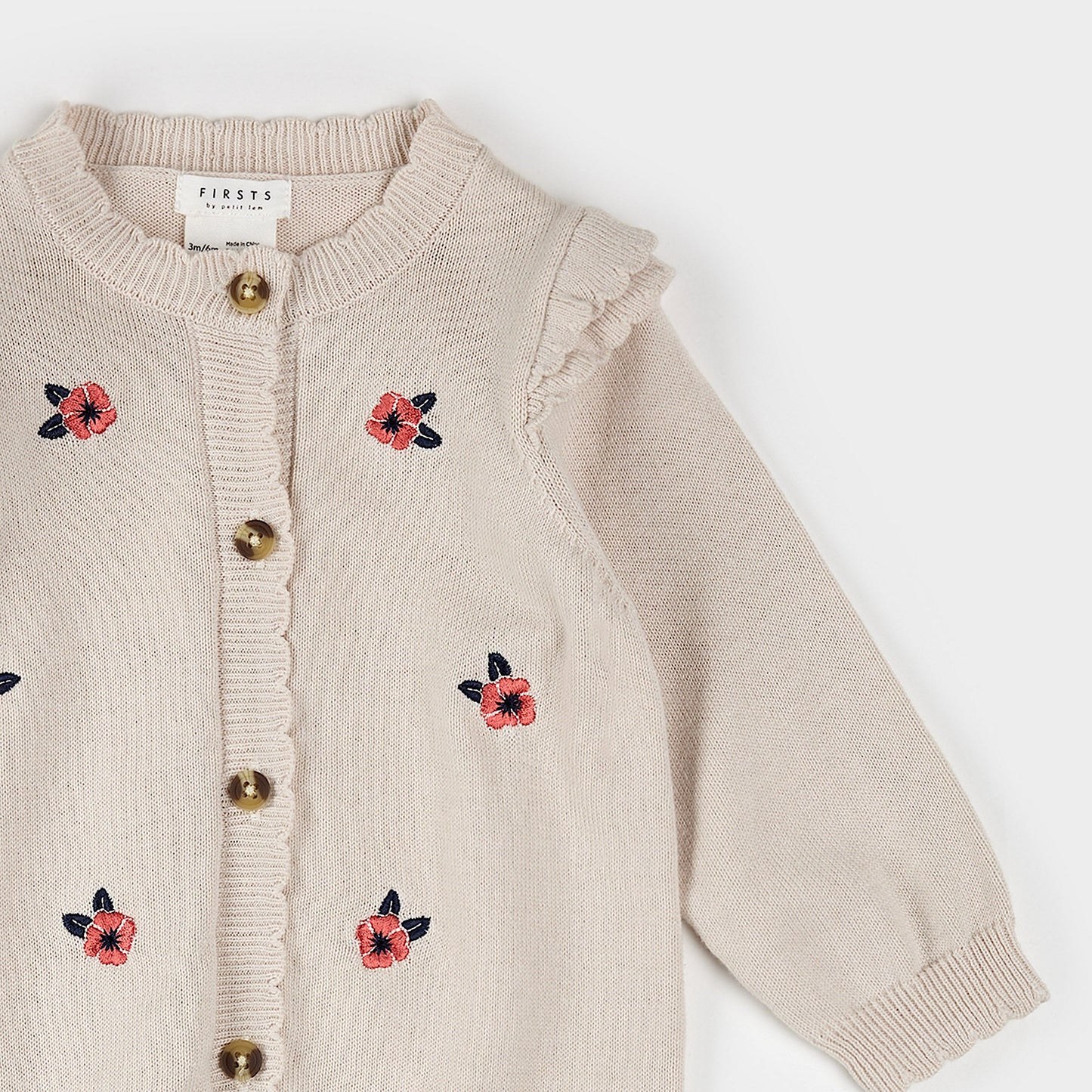 Sweater Knit Playsuit | Poppy Print on Beige | Petit Lem