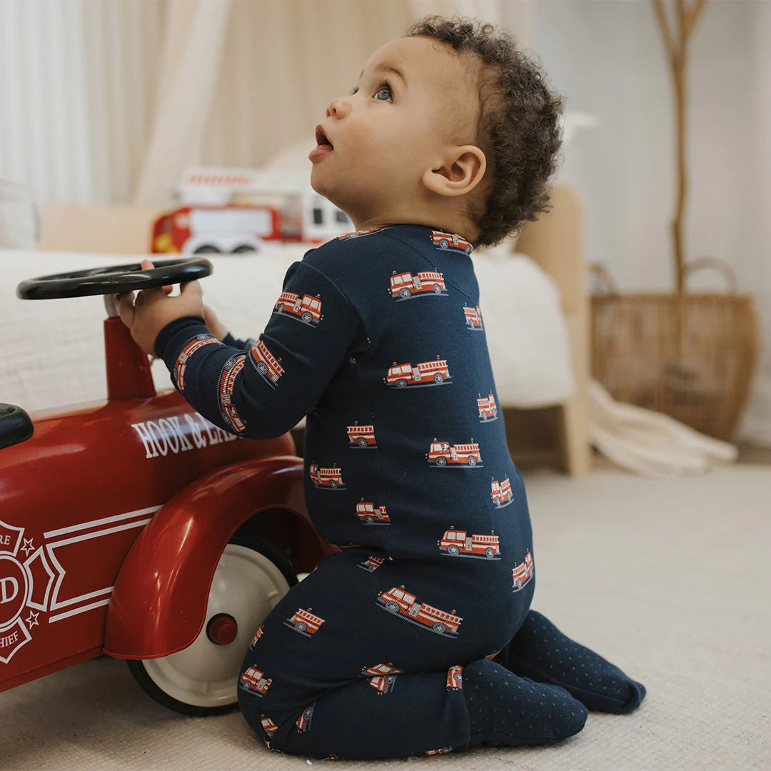 Convertible Sleeper | Fire Truck on Navy Blue | Petit Lem