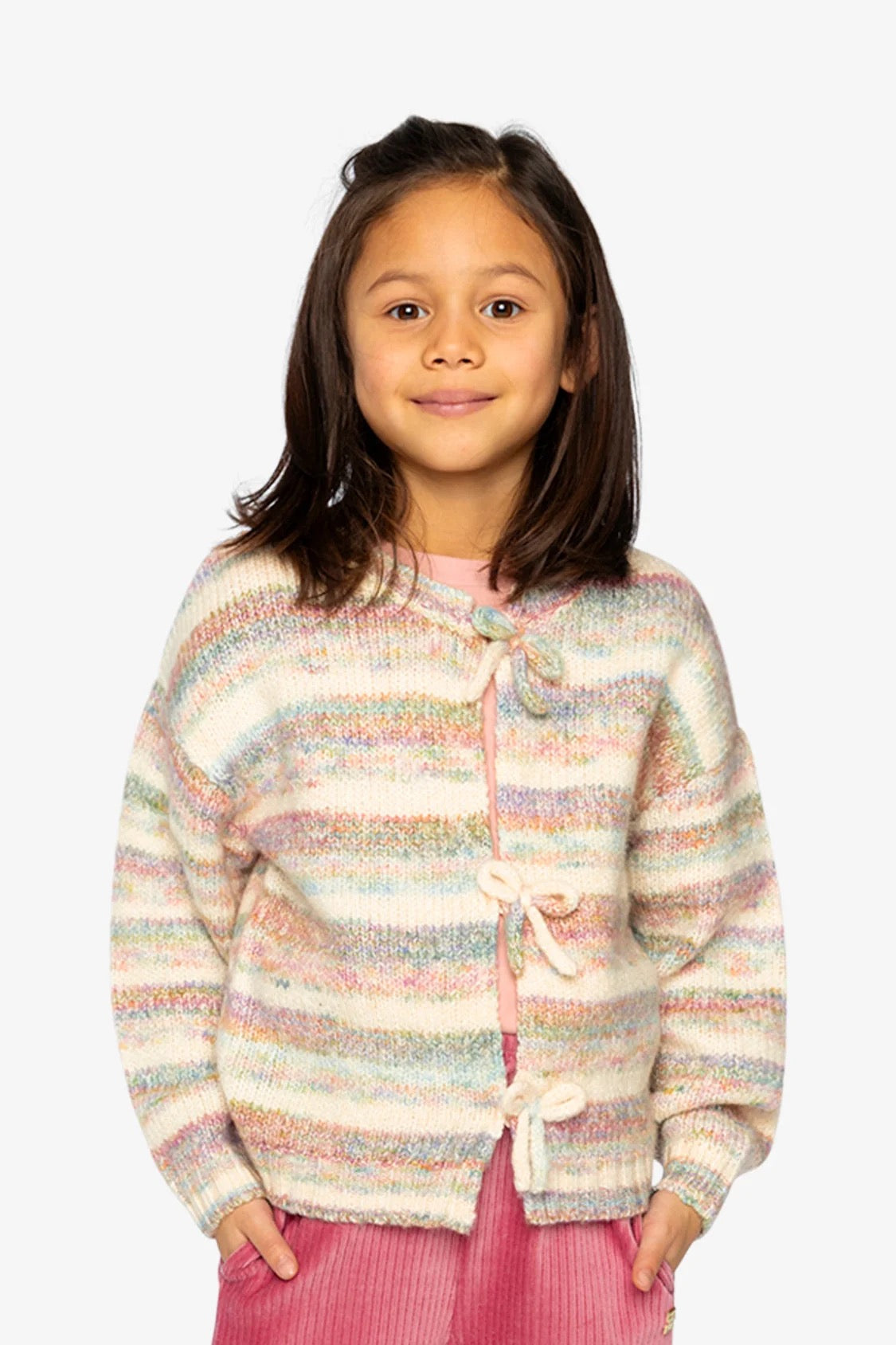 Knitted Cardigan | Mauve & Blue | Deux Par Deux