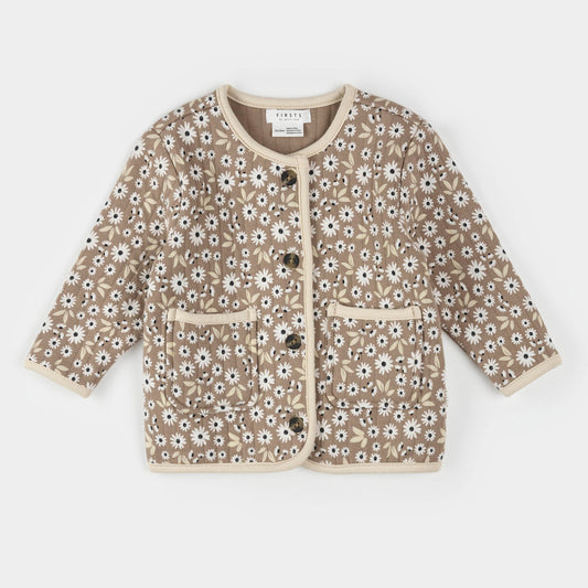 Quilted Cardigan | Sand Dune Daisy Print | Petit Lem