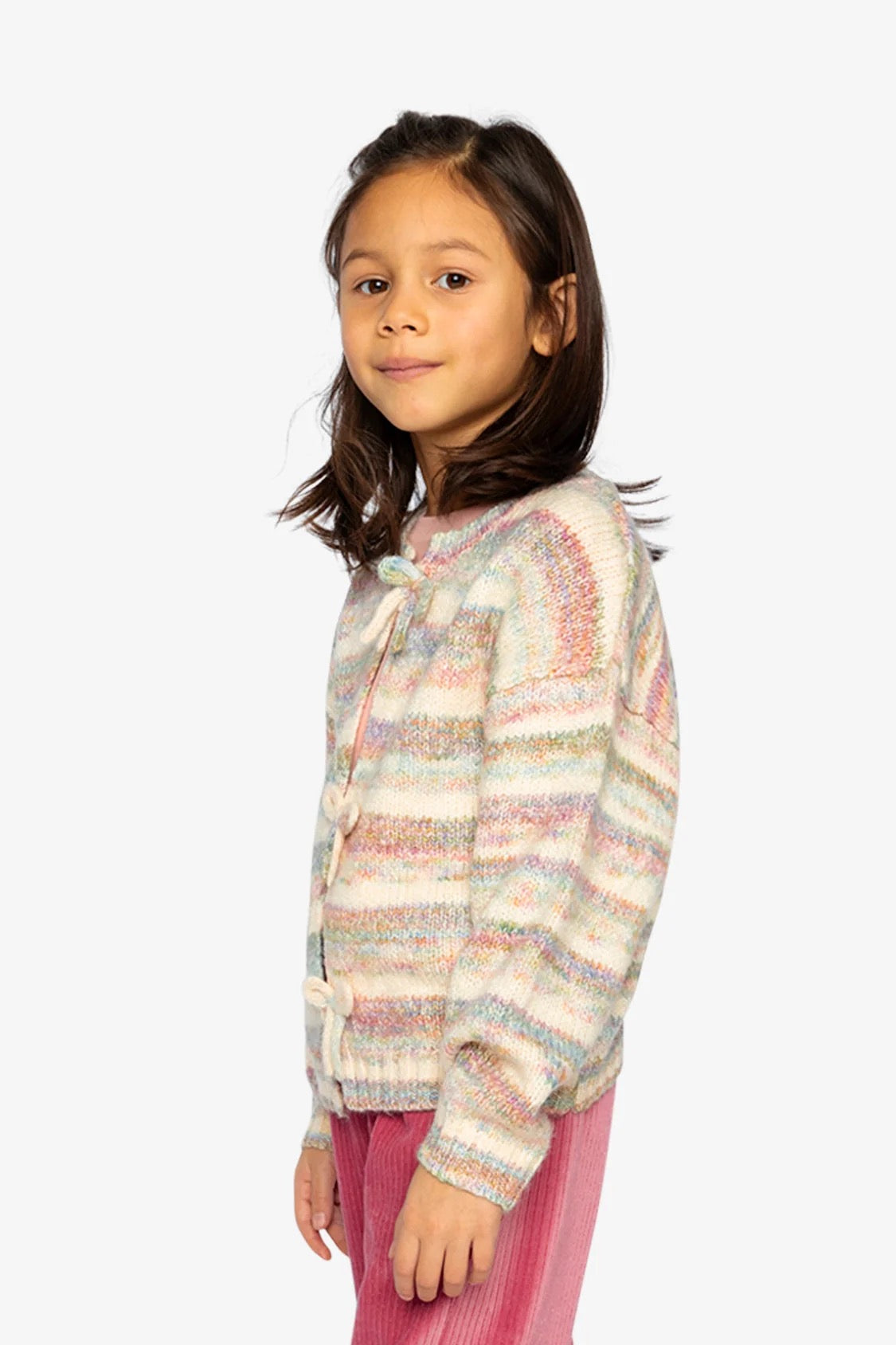 Knitted Cardigan | Mauve & Blue | Deux Par Deux