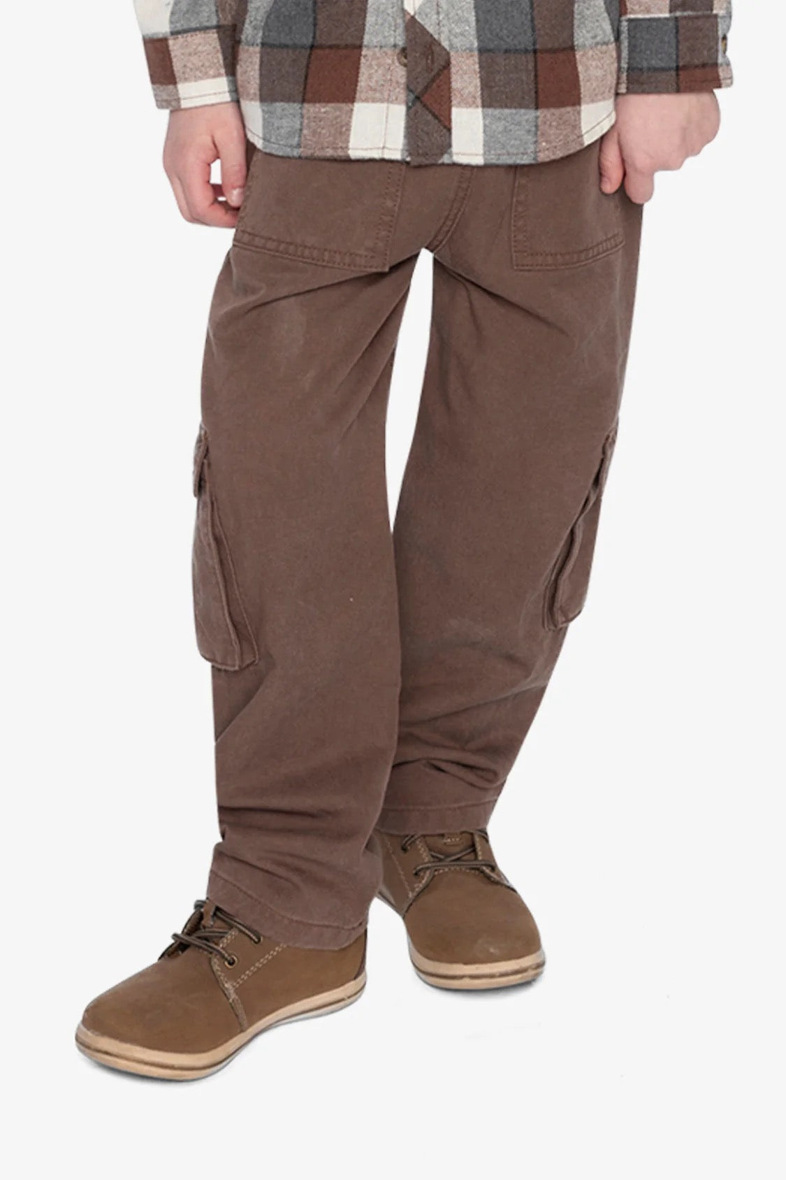 Twill Pants with Cargo Pockets | Shitaki Neutral Brown | Deux Par Deux
