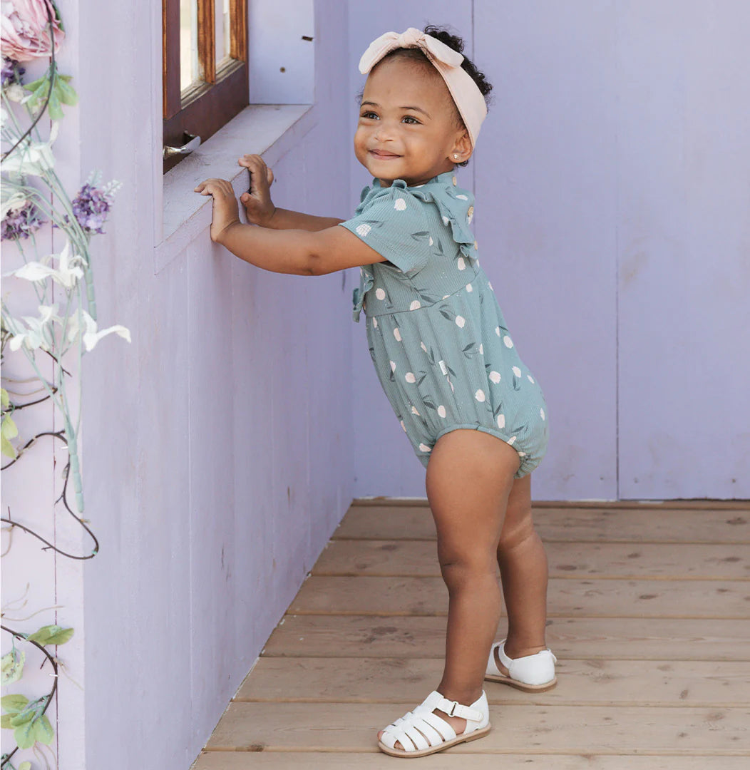 Bubble Romper | Floral on Teal | Petit Lem