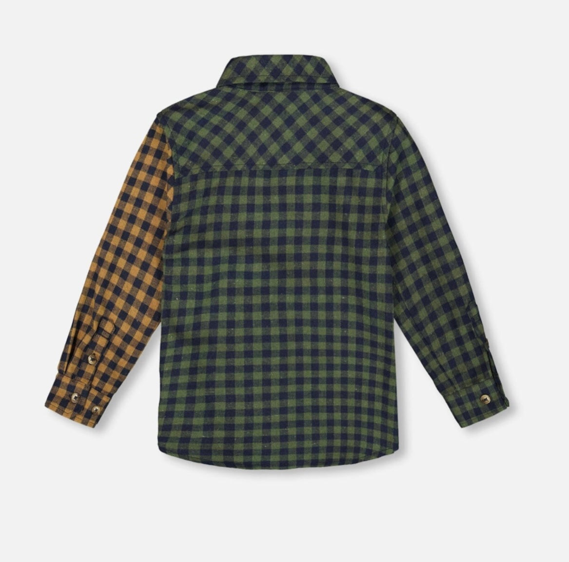 Long Sleeve Flannel Shirt | Yellow And Green Plaid | Deux Par Deux