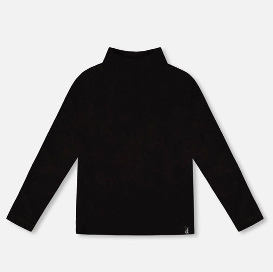 Super Soft Ribbed Mock Neck Top | Black | Deux Par Deux