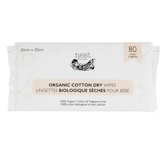 100% Organic Cotton Dry Wipes (80 wipes) | Fragrance Free | Nest Designs