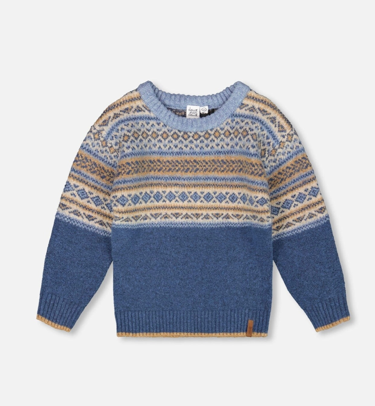 Norwegian Jacquard Knit Sweater | Blue | Deux Par Deux