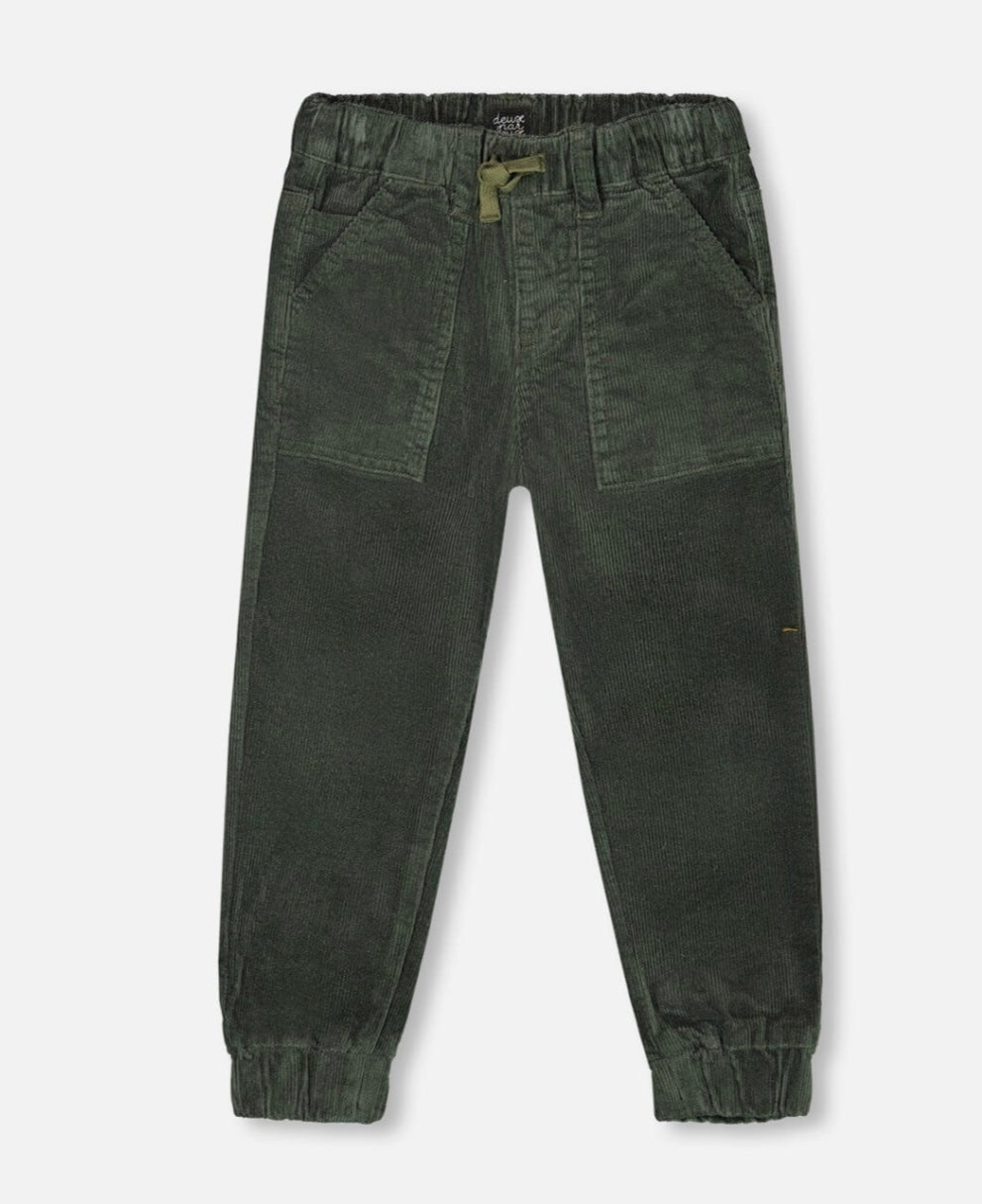Stretch Corduroy Jogger Pants | Dark Forest | Deux Par Deux