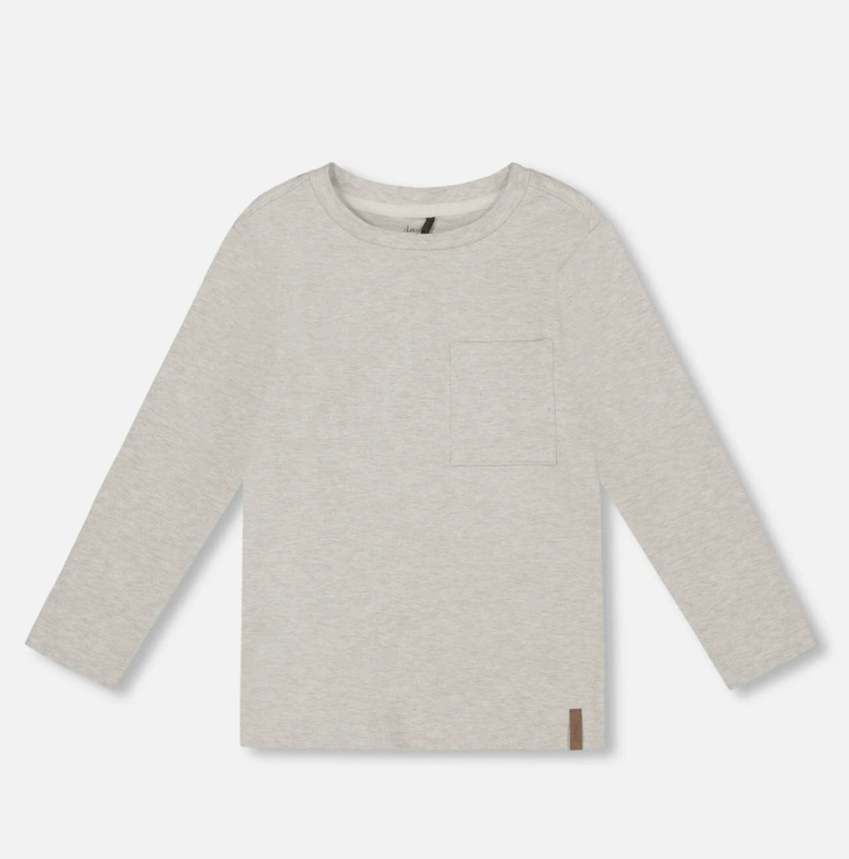Organic Cotton Jersey Pocket T-Shirt | Heather Beige Grey | Deux Par Deux