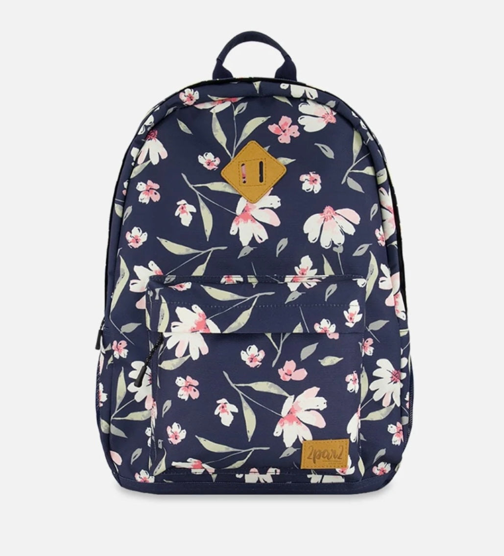 Kids Backpack | Navy Floral | Deux Par Deux