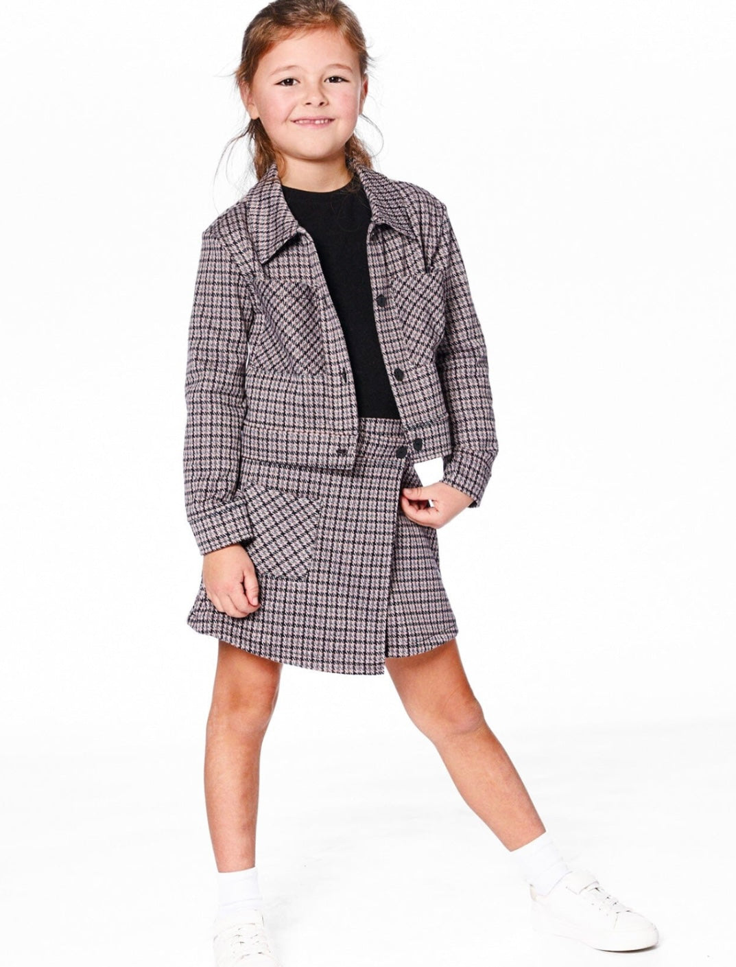 Jacquard Knit Jacket | Houndstooth | Deux Par Deux