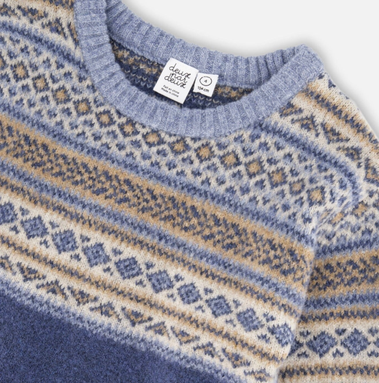 Norwegian Jacquard Knit Sweater | Blue | Deux Par Deux