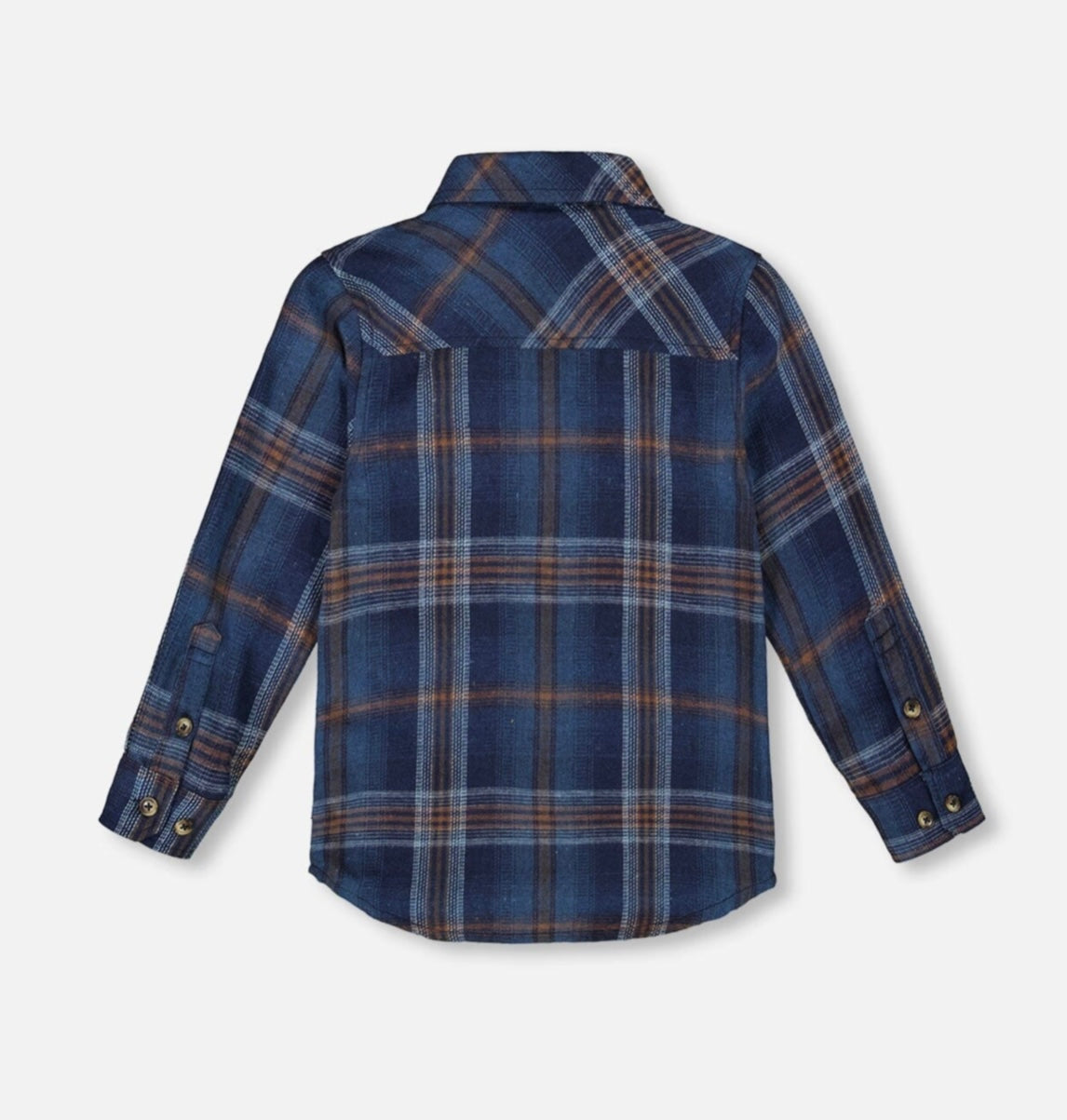 Long Sleeve Flannel Shirt | Blue And Brown Plaid | Deux Par Deux