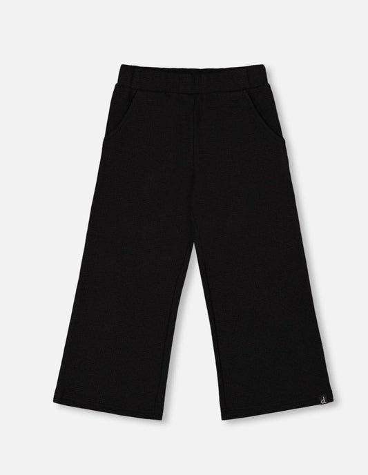 Waffle Flare Leg Pant | Black | Deux Par Deux