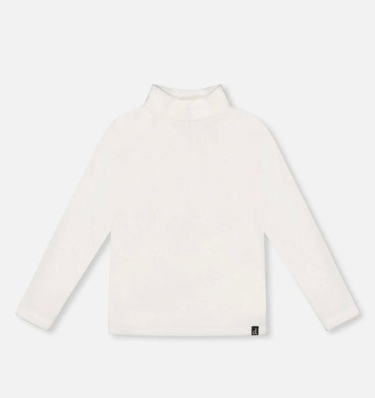 Super Soft Ribbed Mock Neck Top | White | Deux Par Deux