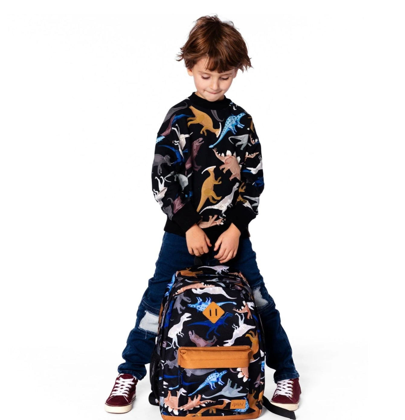 Kids Backpack | Black Dinos | Deux Par Deux