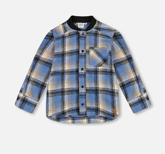 Brushed Plaid Shirt | Black & Blue | Deux Par Deux