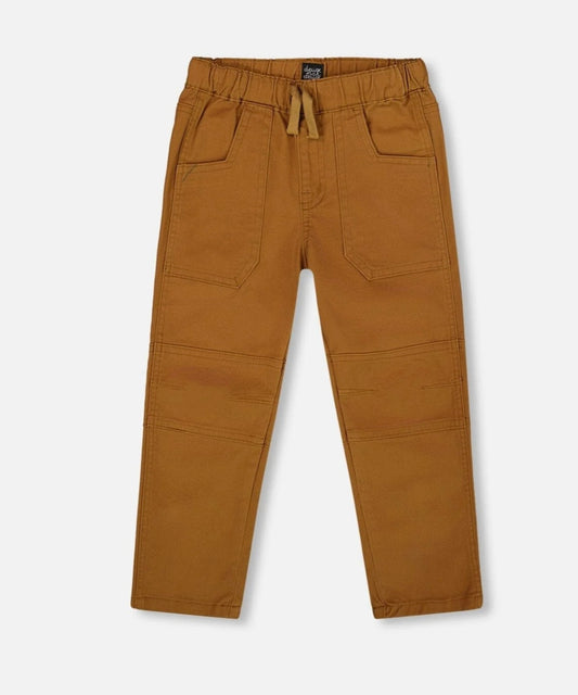 Twill Jogger Pants With Patch Pockets | Brown | Deux Par Deux