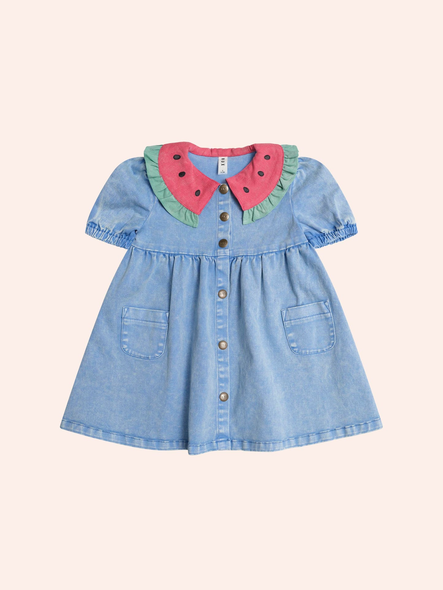 Watermelon Denim Puff Dress | Seaside | Huxbaby