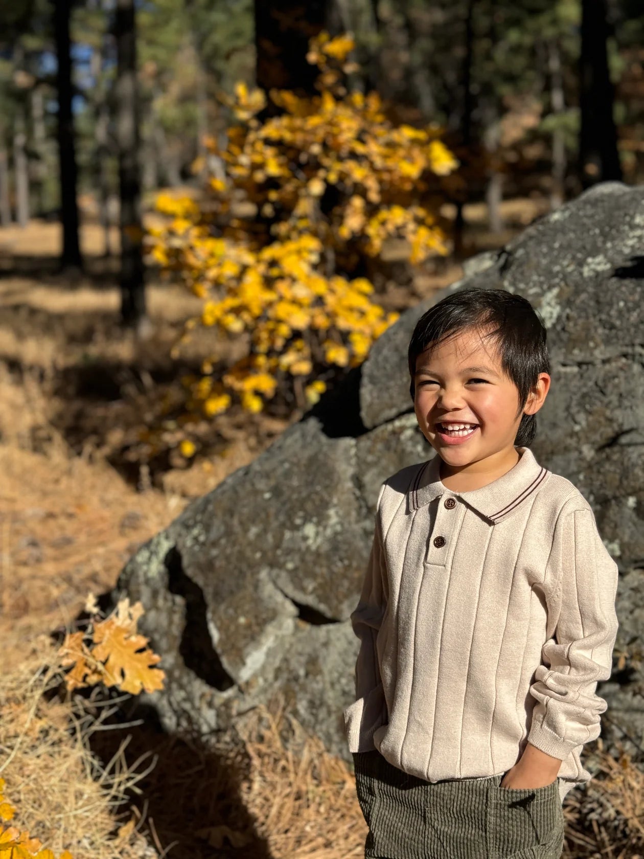 Jayden Beige Knit Polo | Me & Henry