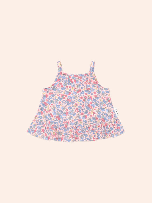 Vintage Floral Peplum Top| Dusty Pink Multi | Huxbaby