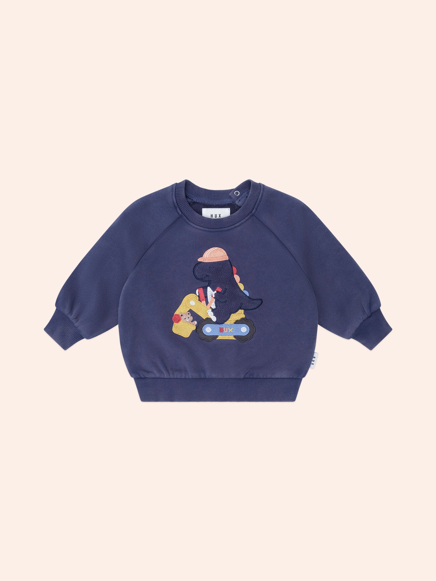 Tradie Dino Sweatshirt | Washed Navy | Huxbaby