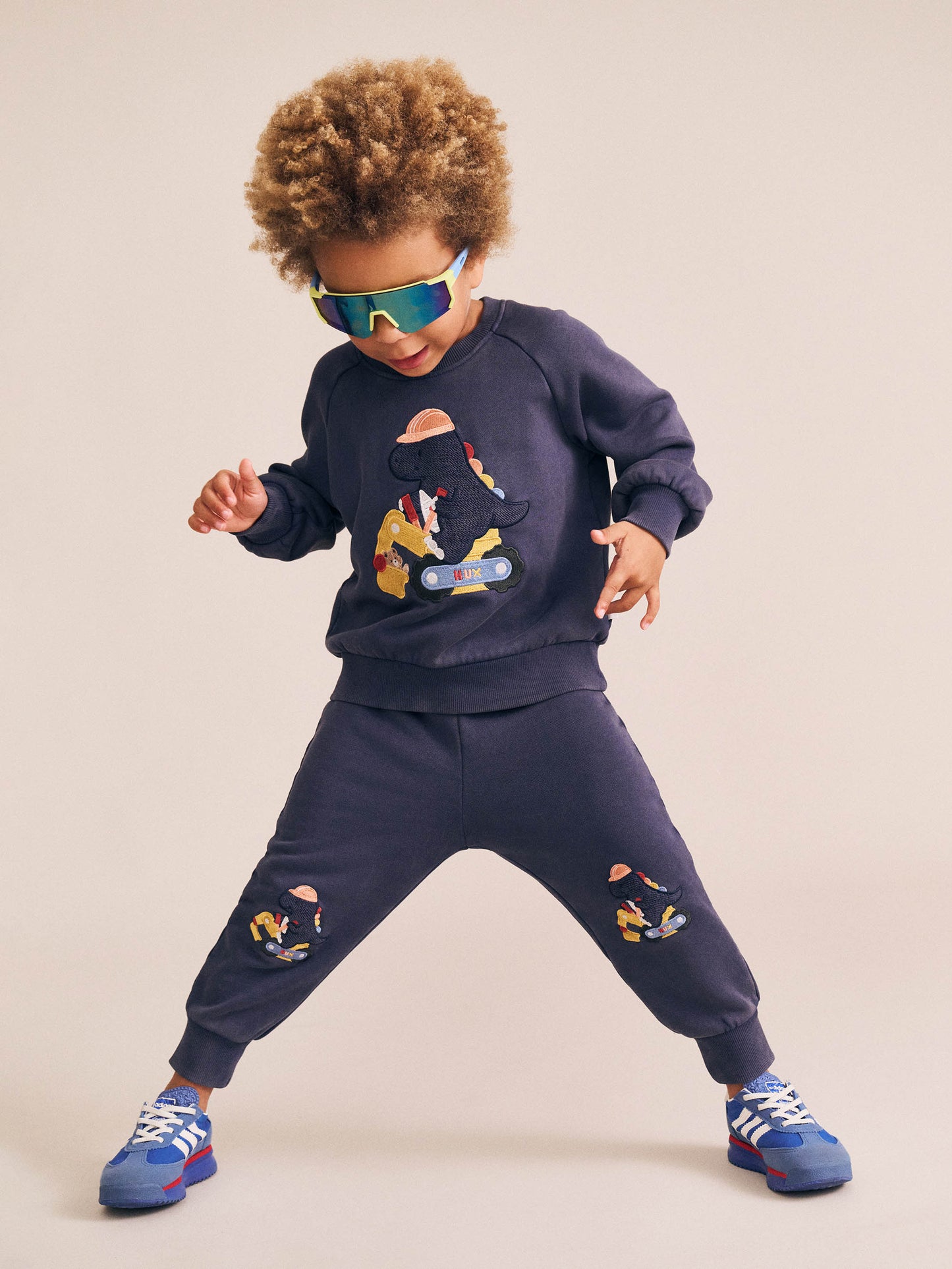 Tradie Dino Sweatshirt | Washed Navy | Huxbaby