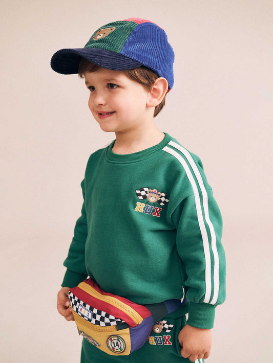 Racer Stripe Sweatshirt | Emerald | Huxbaby