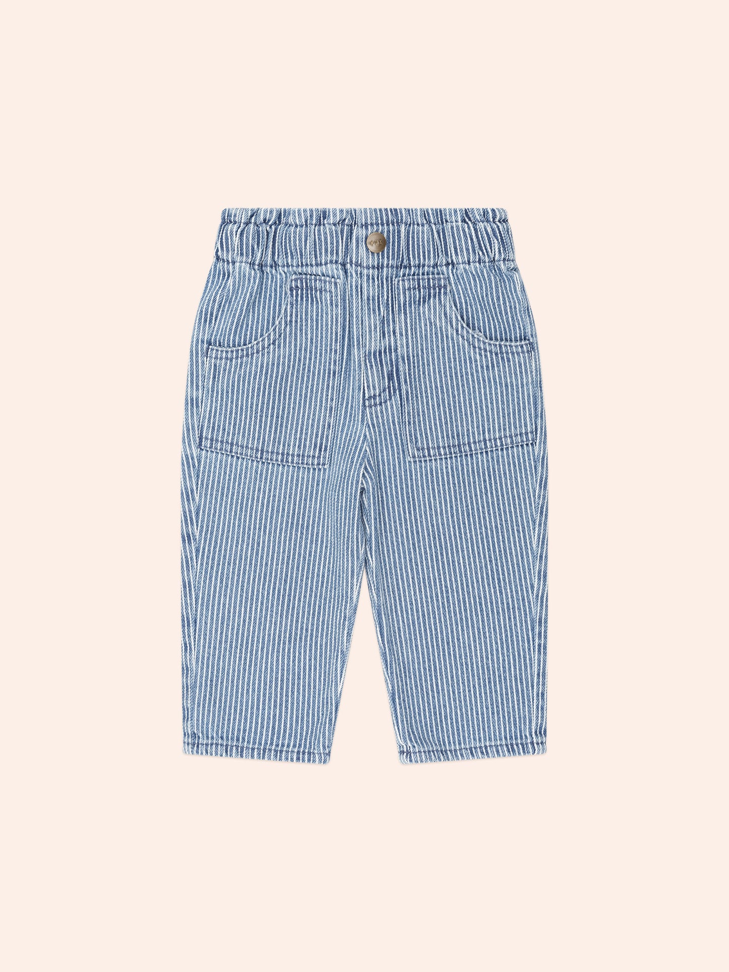Vintage Bow Paperbag Denim Pants | Blue stripe | Huxbaby