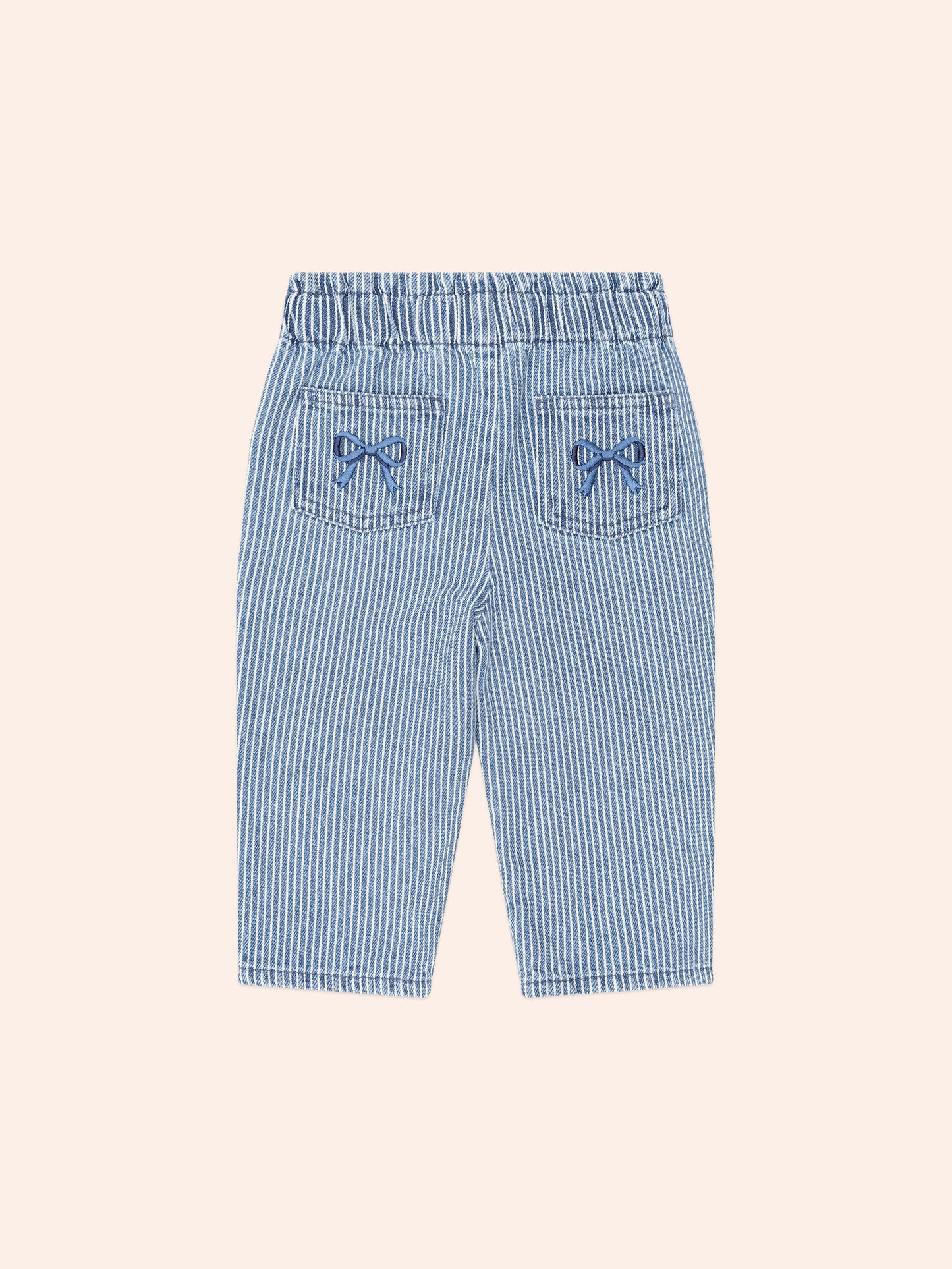 Vintage Bow Paperbag Denim Pants | Blue stripe | Huxbaby