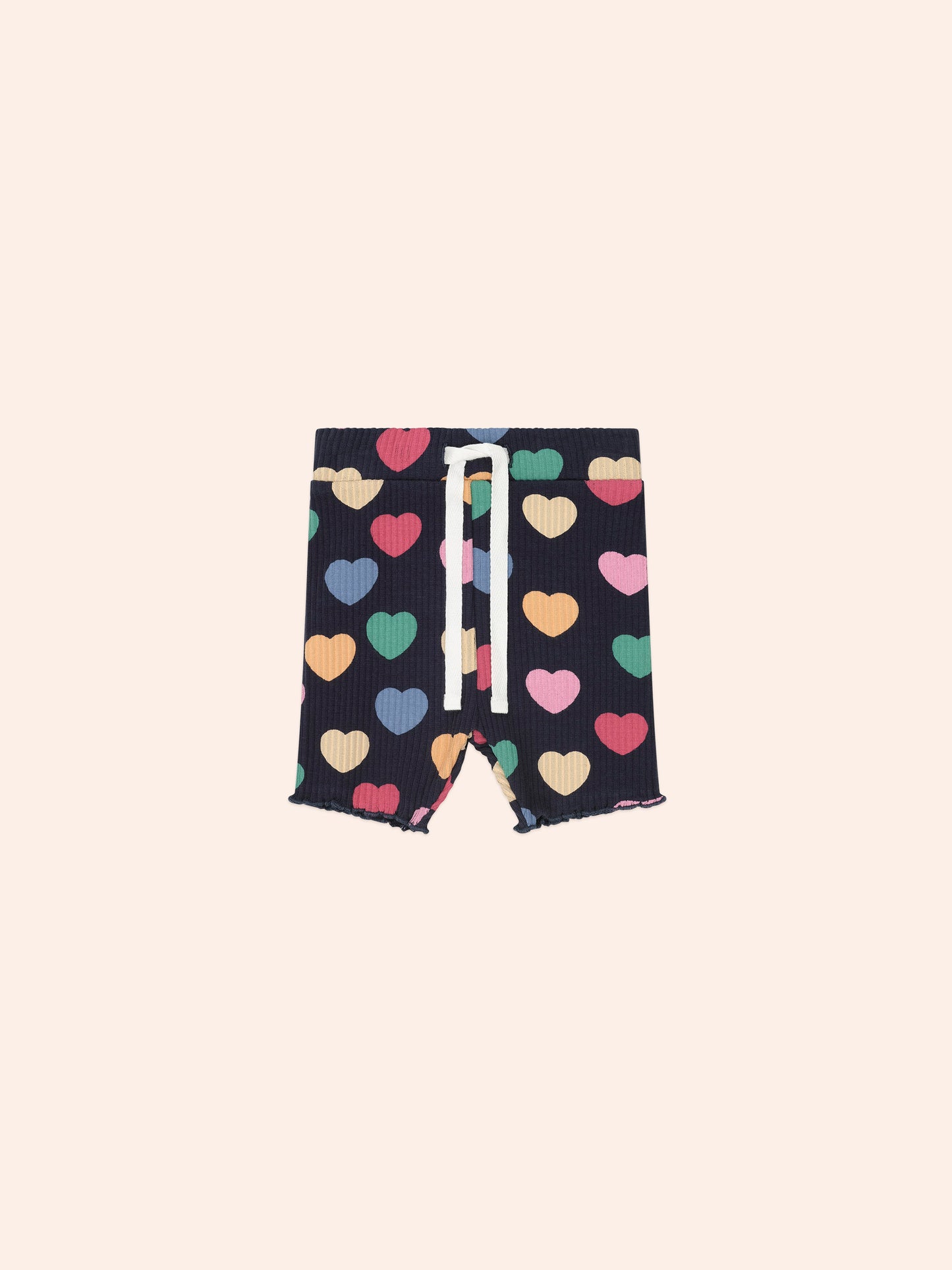 Multi Hearts Rib Bike Short | Navy | Huxbaby