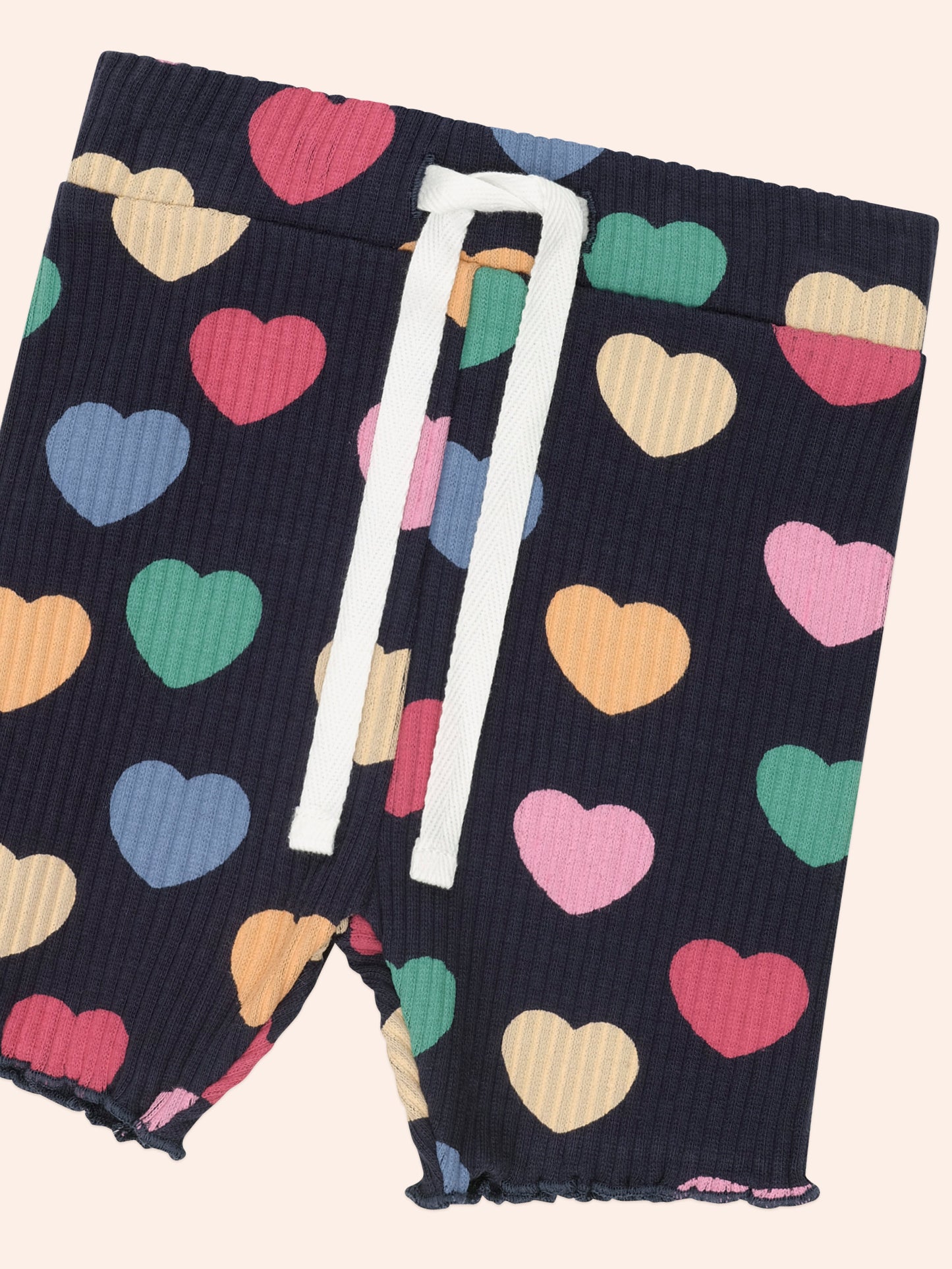Multi Hearts Rib Bike Short | Navy | Huxbaby