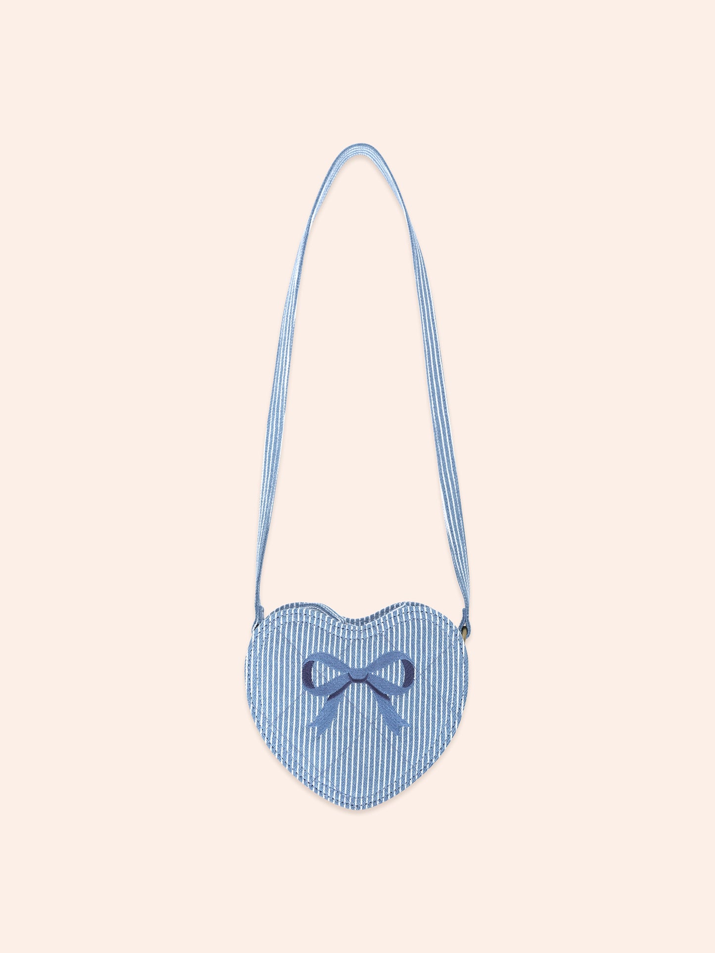 Bow Heart Handbag | Blue Stripe | Huxbaby