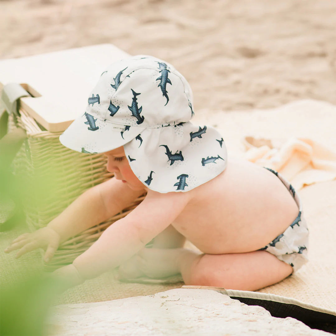 Hammerhead Shark Print Flap Hat | Petit Lem