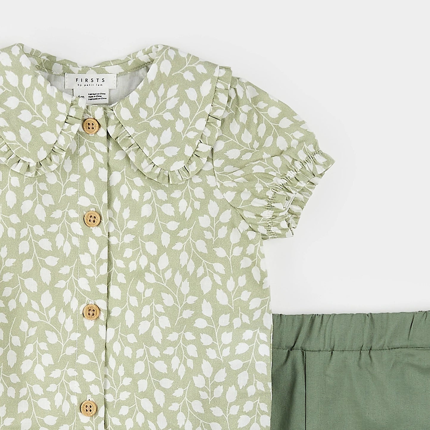 Sage Foliage Poplin Shirt Set | Petit Lem