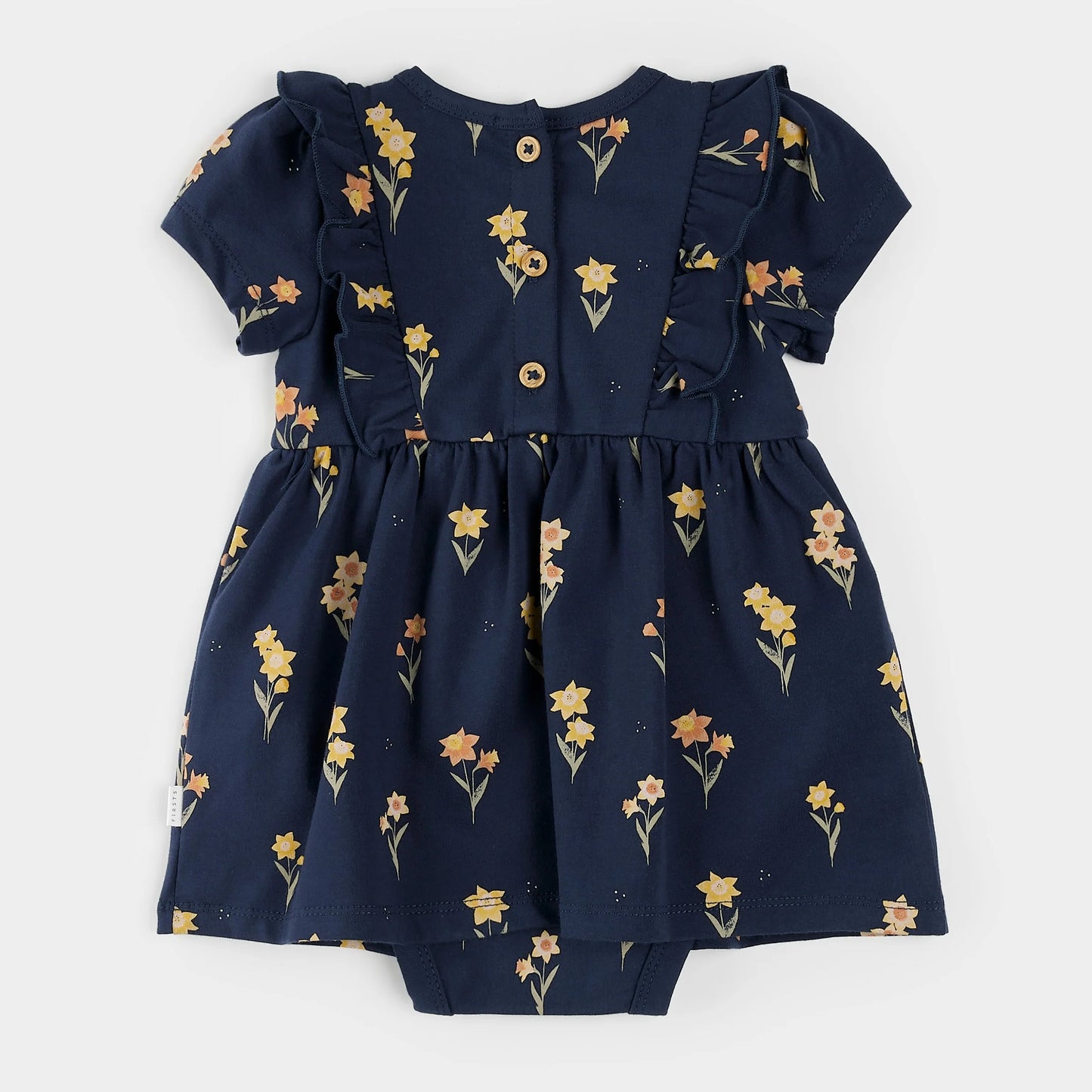 Daffodils on Navy Bodysuit Dress | Petit Lem