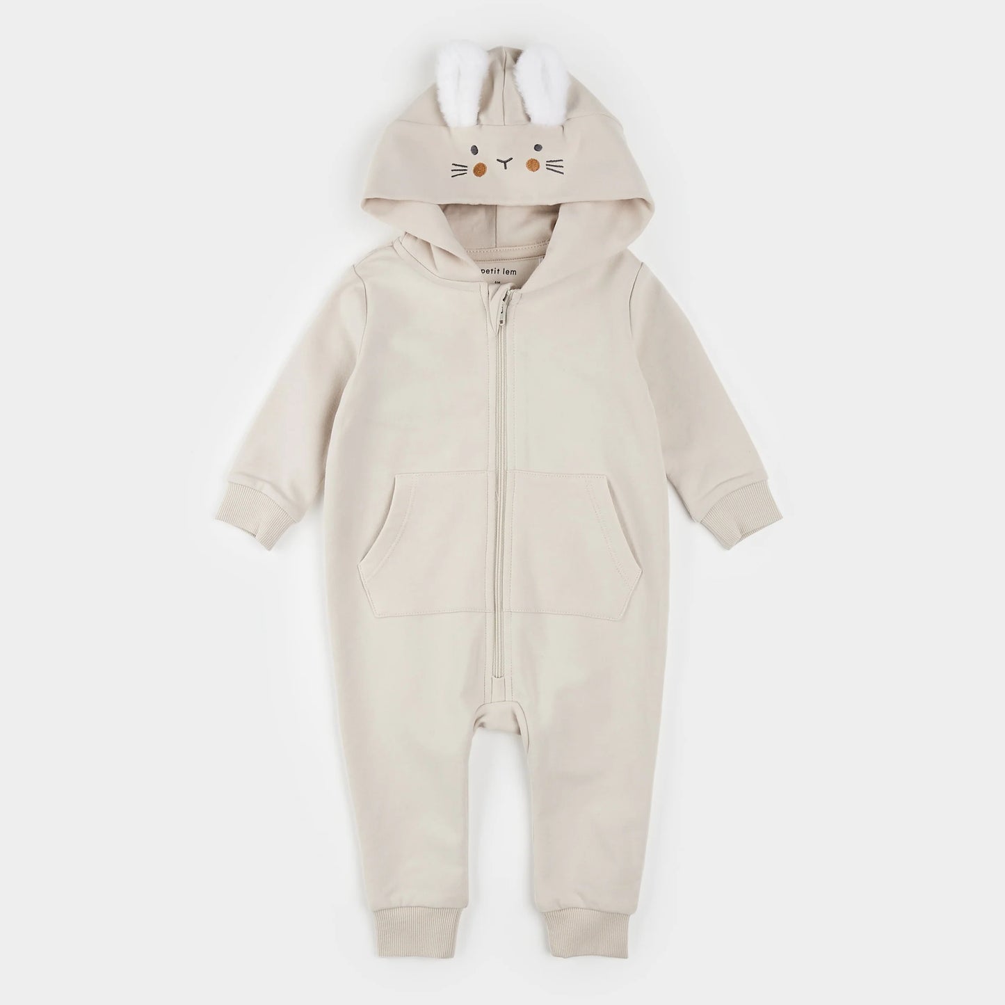 Hooded Bunny Crème Playsuit | Petit Lem