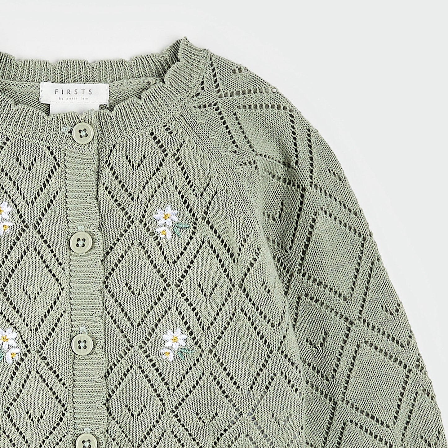 Sage Pointelle Knit Cardigan | Petit Lem