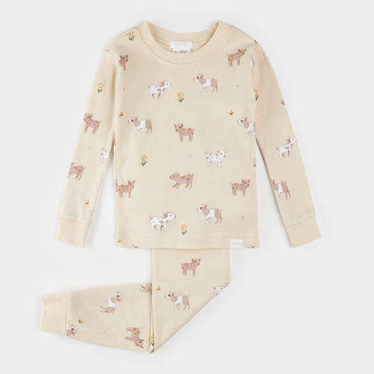 Piglets on Antique White Infant PJ Set | Petit Lem