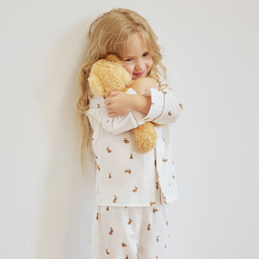 Hoppy Bunnies on Poplin PJ Set | Petit Lem