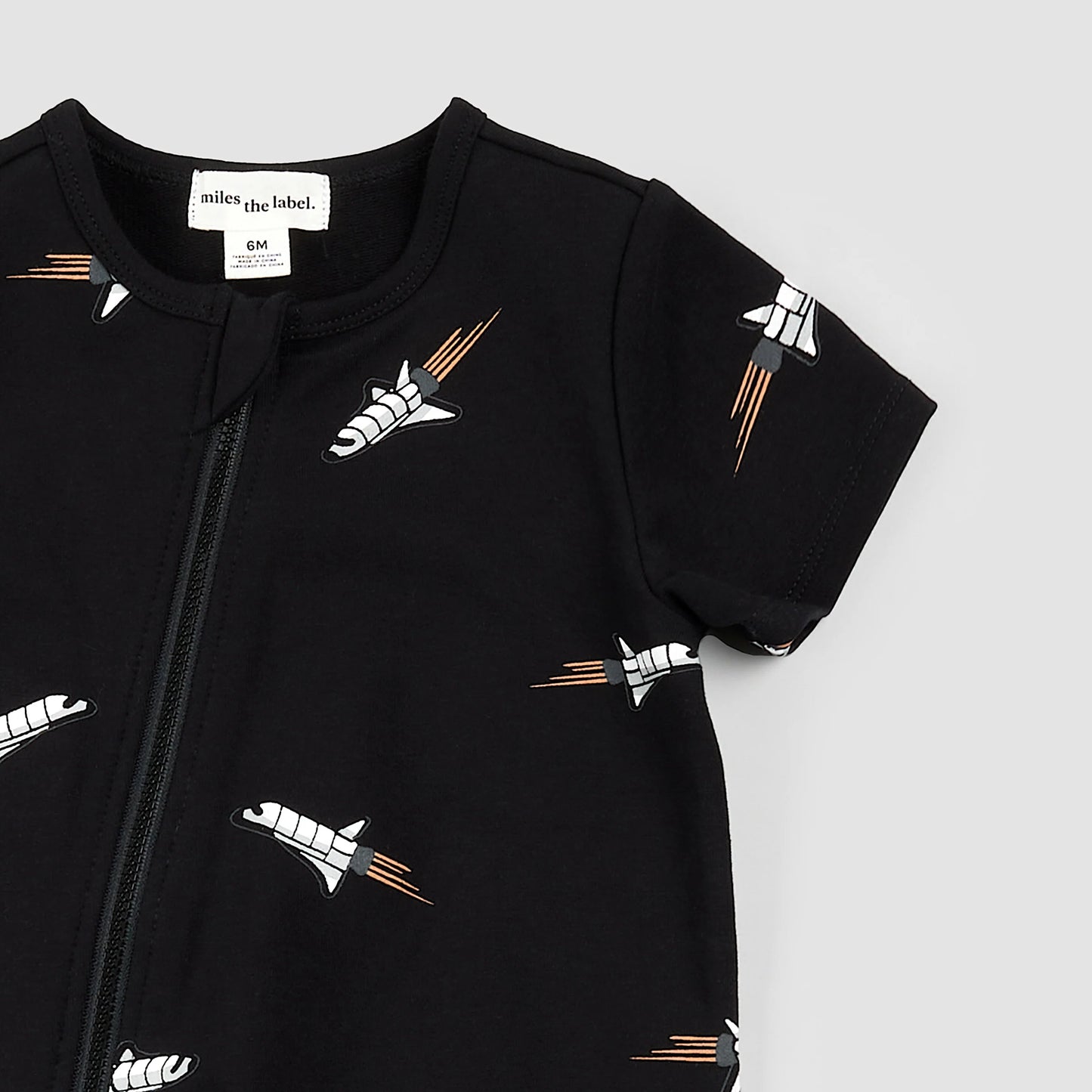 Space Shuttle Print on Black Romper | Miles The Label