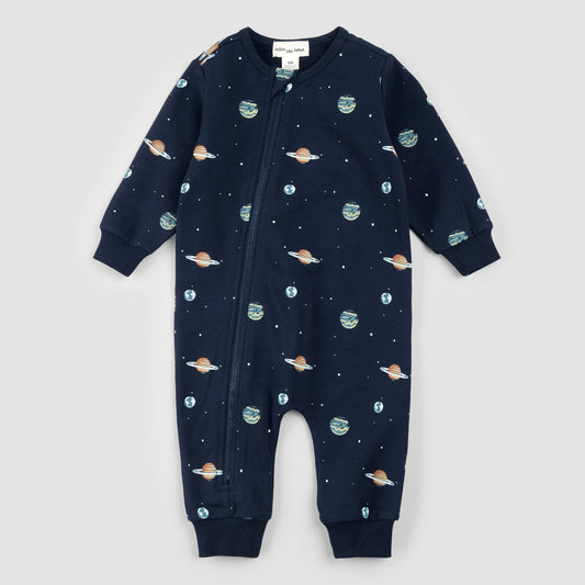 Planets Print on Dress Blues Zipsuit | Miles The Label