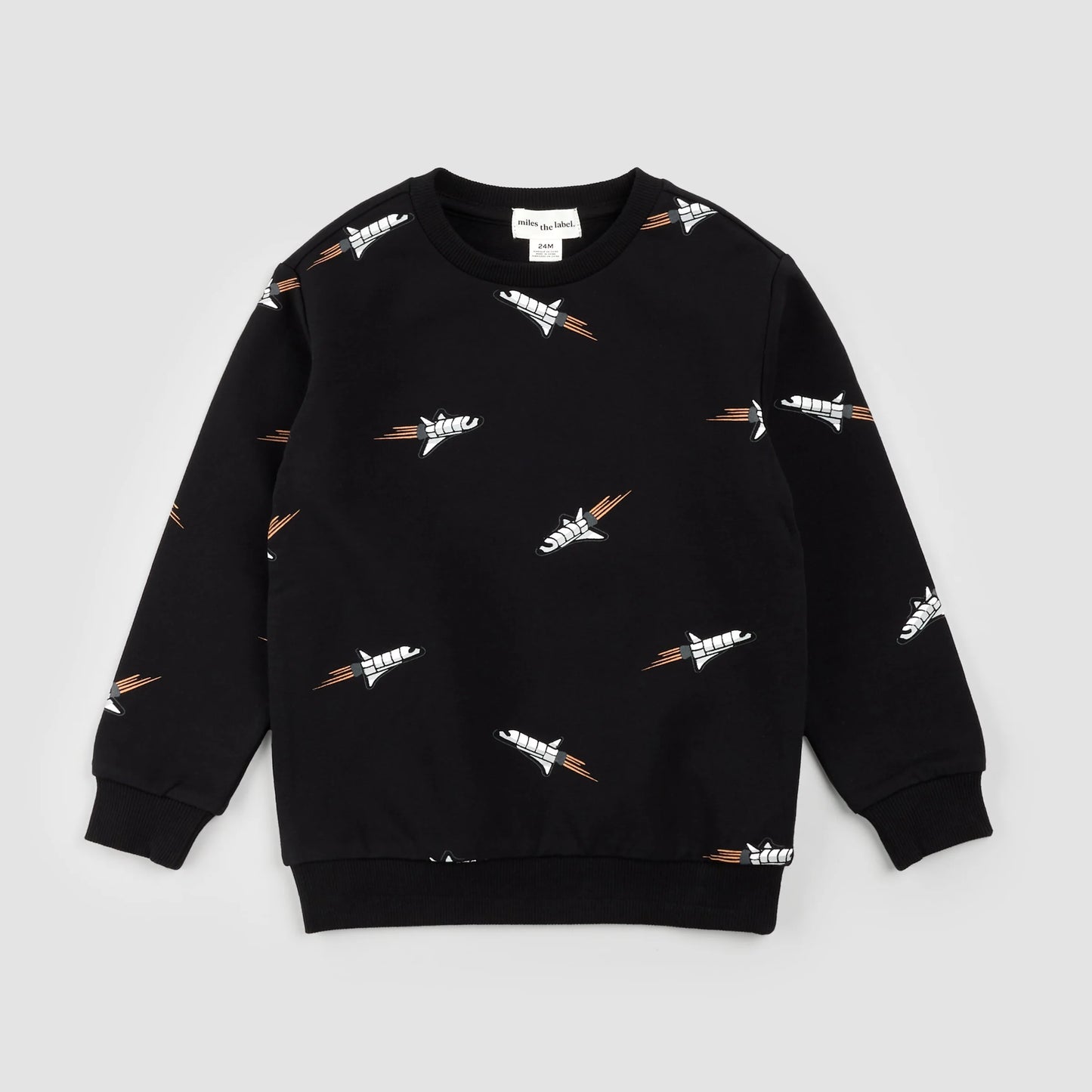 Space Shuttle Print on Black Sweatshirt | Miles The Label