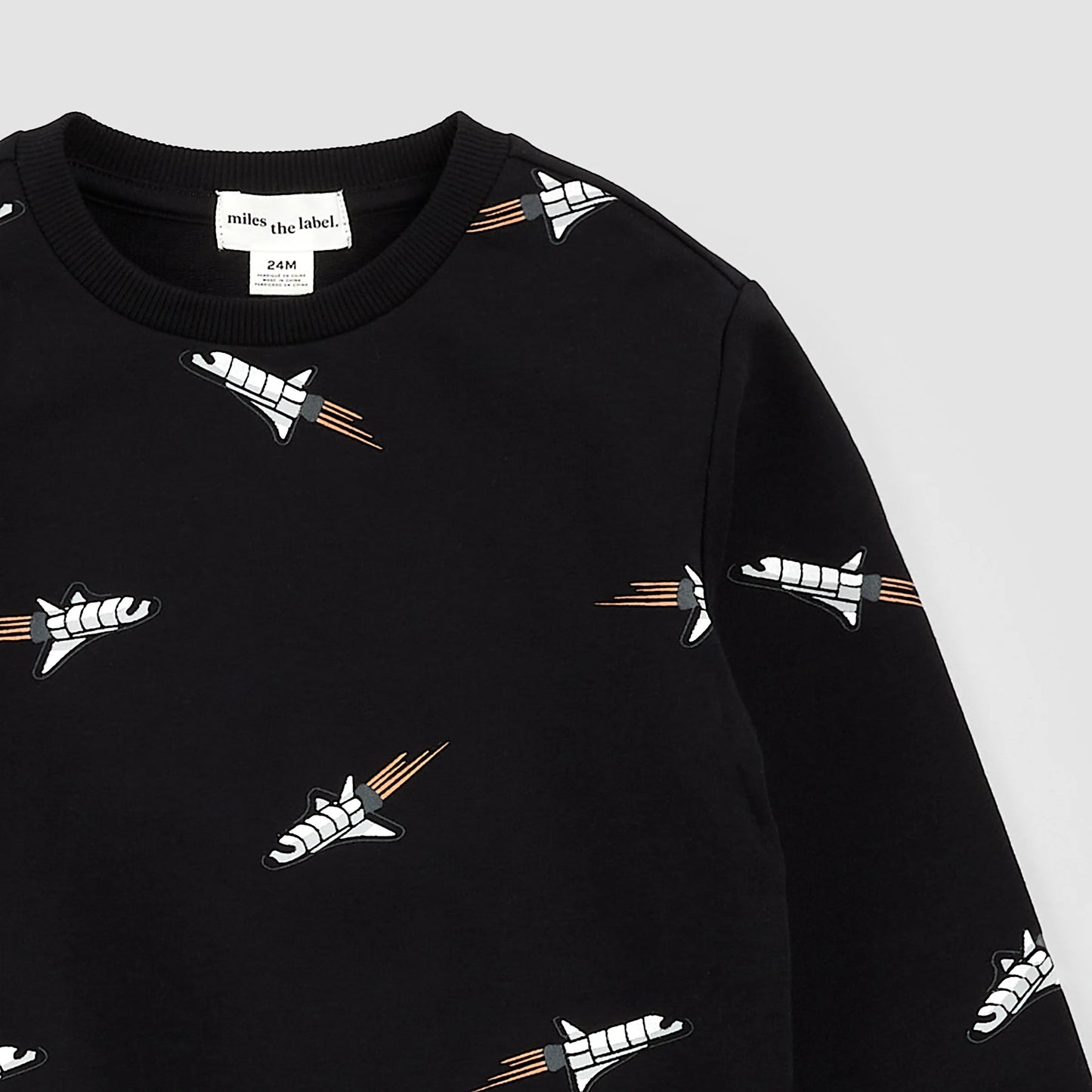 Space Shuttle Print on Black Sweatshirt | Miles The Label