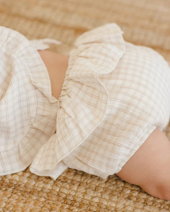 Ruffled Tulip Top + Bloomer Set | Oat Check | Quincy Mae